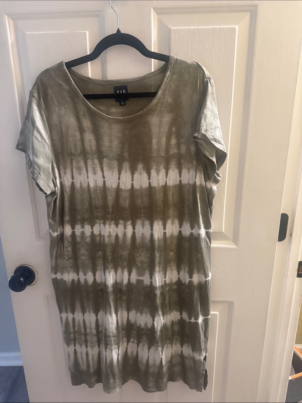 GAP Olive and White Tie-Dye Midi Dress